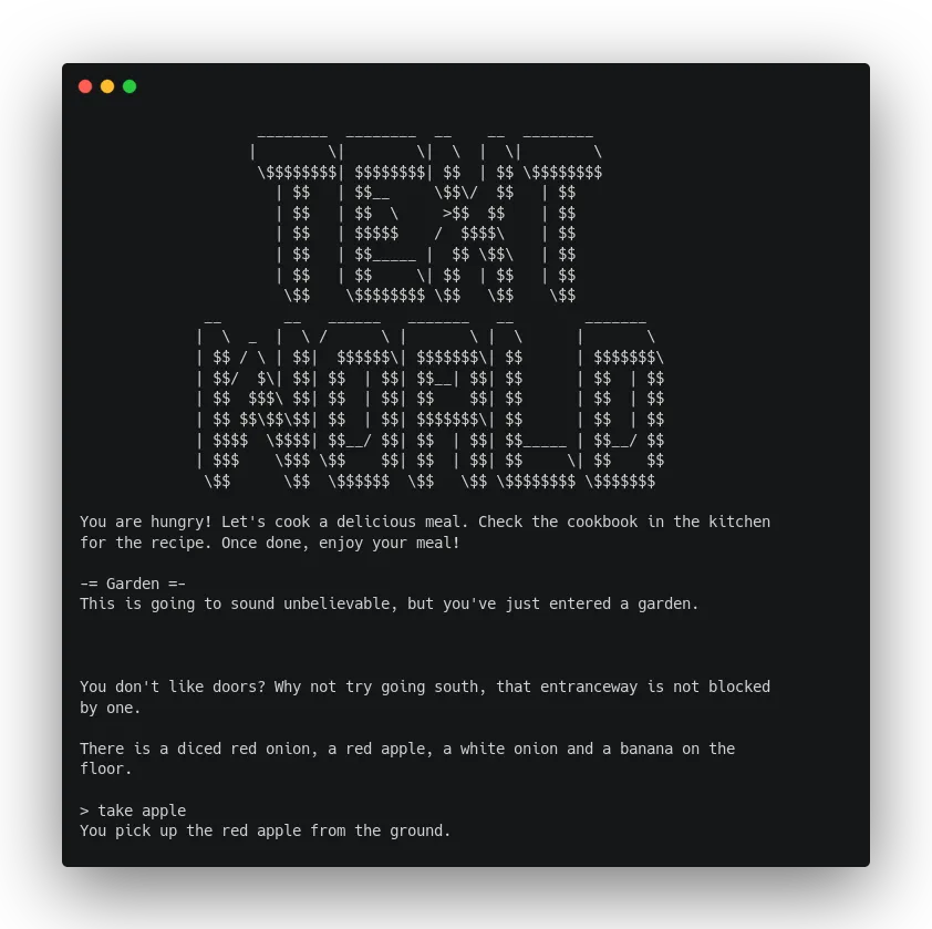 Playing a game in TextWorld